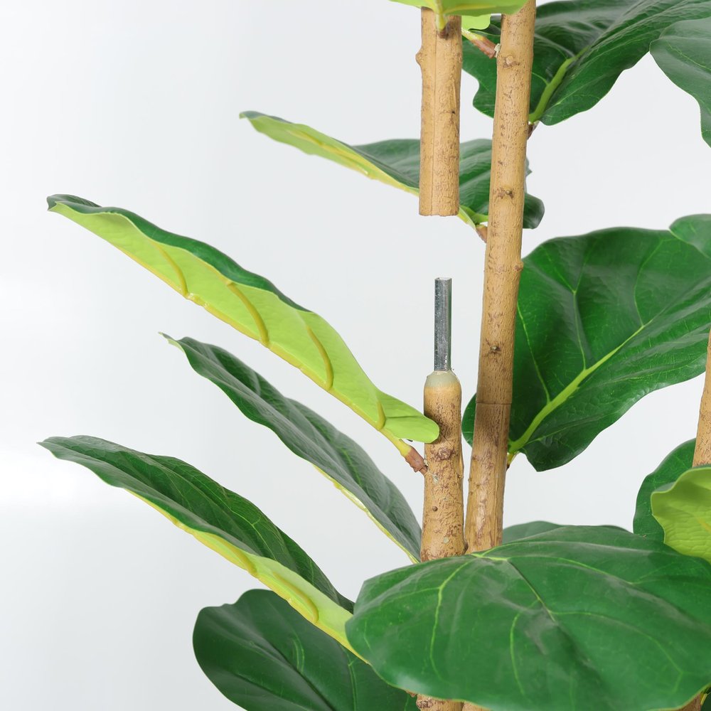 62" Green Artificial Fiddle Leaf Tree In Round White Pot