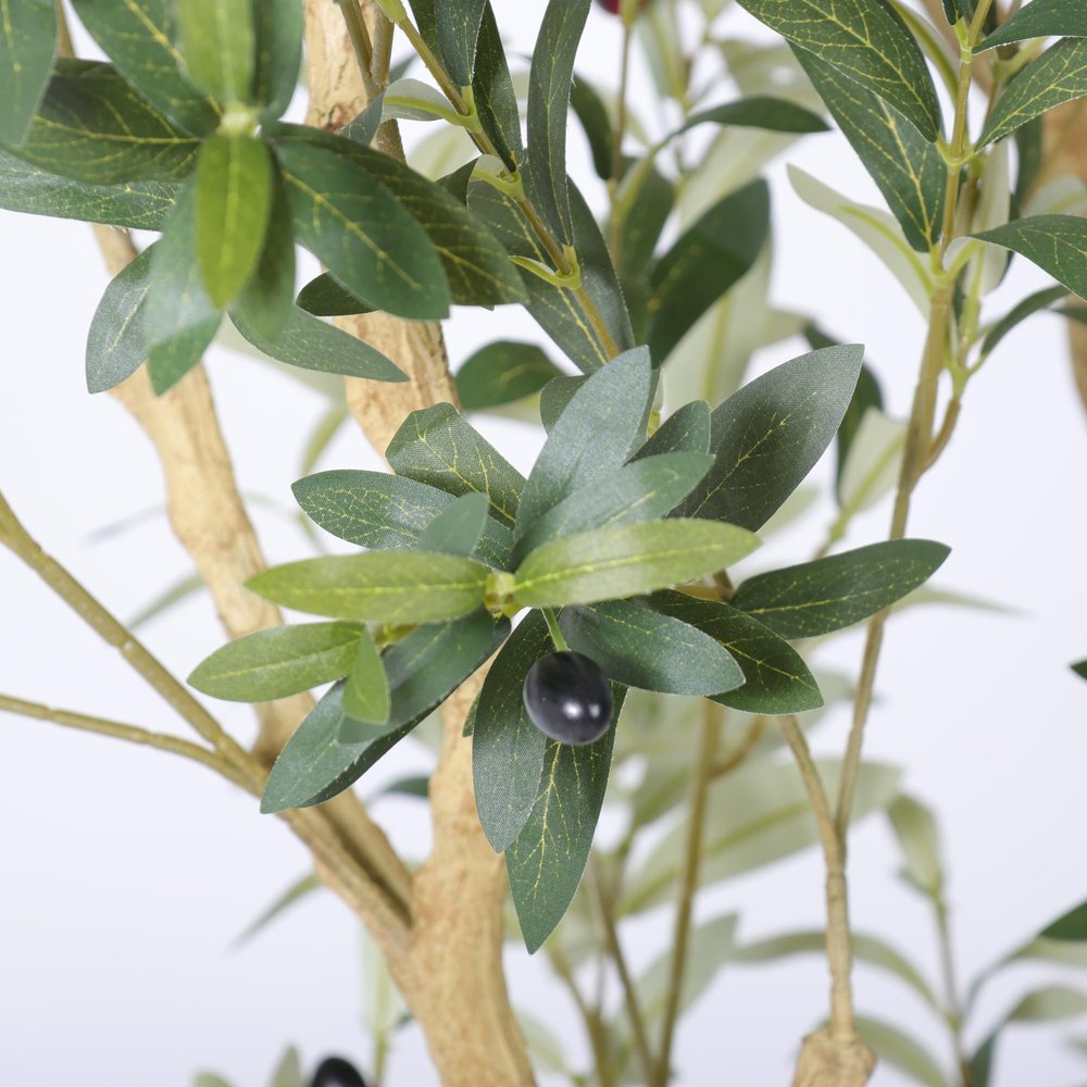 98" Green Artificial Olive Tree In Round White Pot