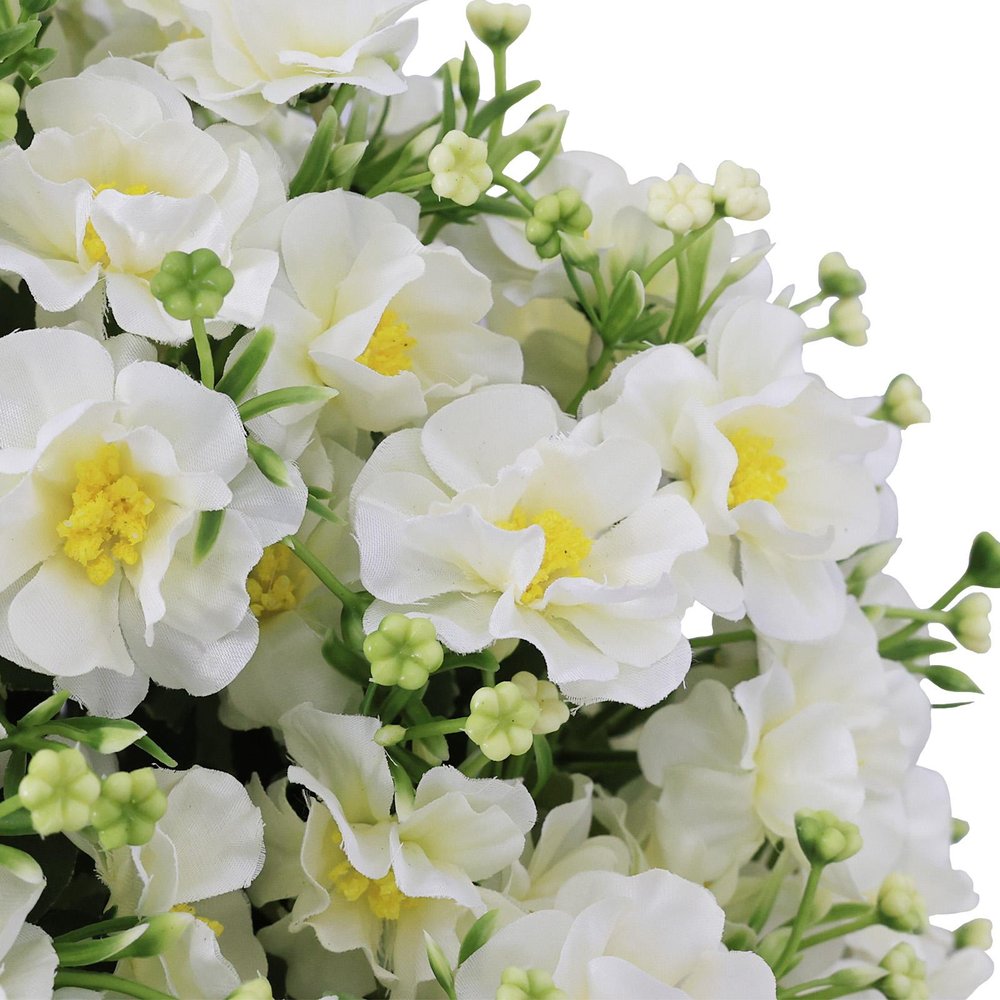 Set of Two 24" White Artificial Flowering Tree In Round Black Pot
