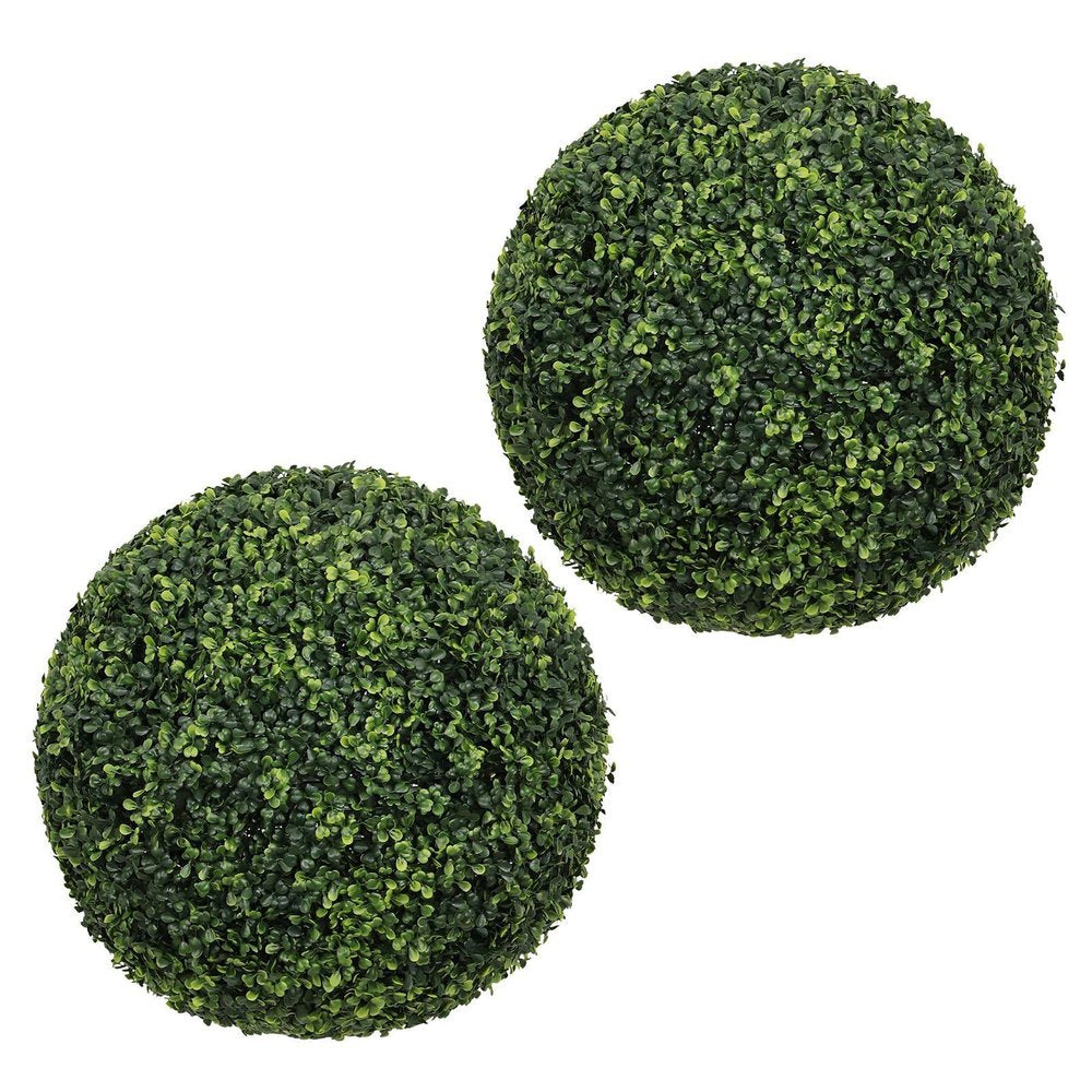 Set of Two 19" Dark Green Artificial Boxwood Tree
