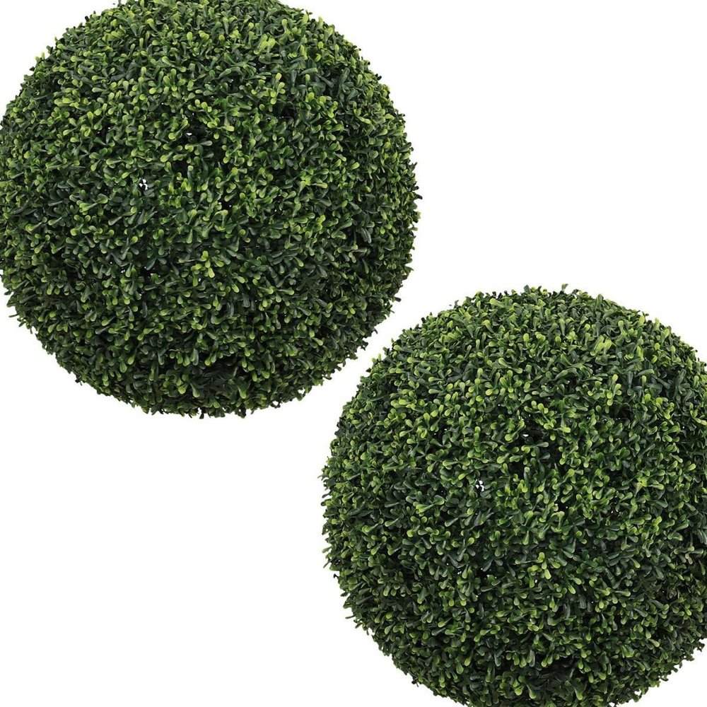 Set of Two 19" Green Artificial Boxwood Tree