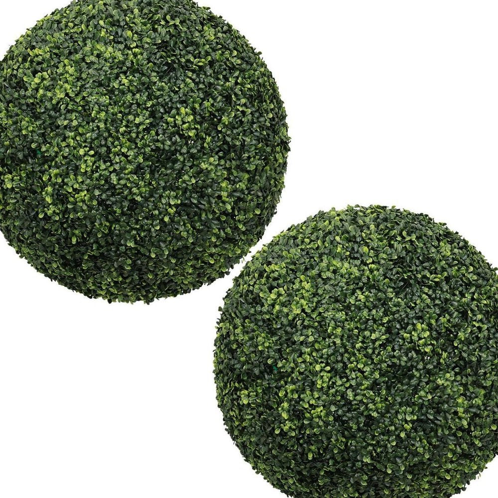 Set of Two 22" Dark Green Artificial Boxwood Tree