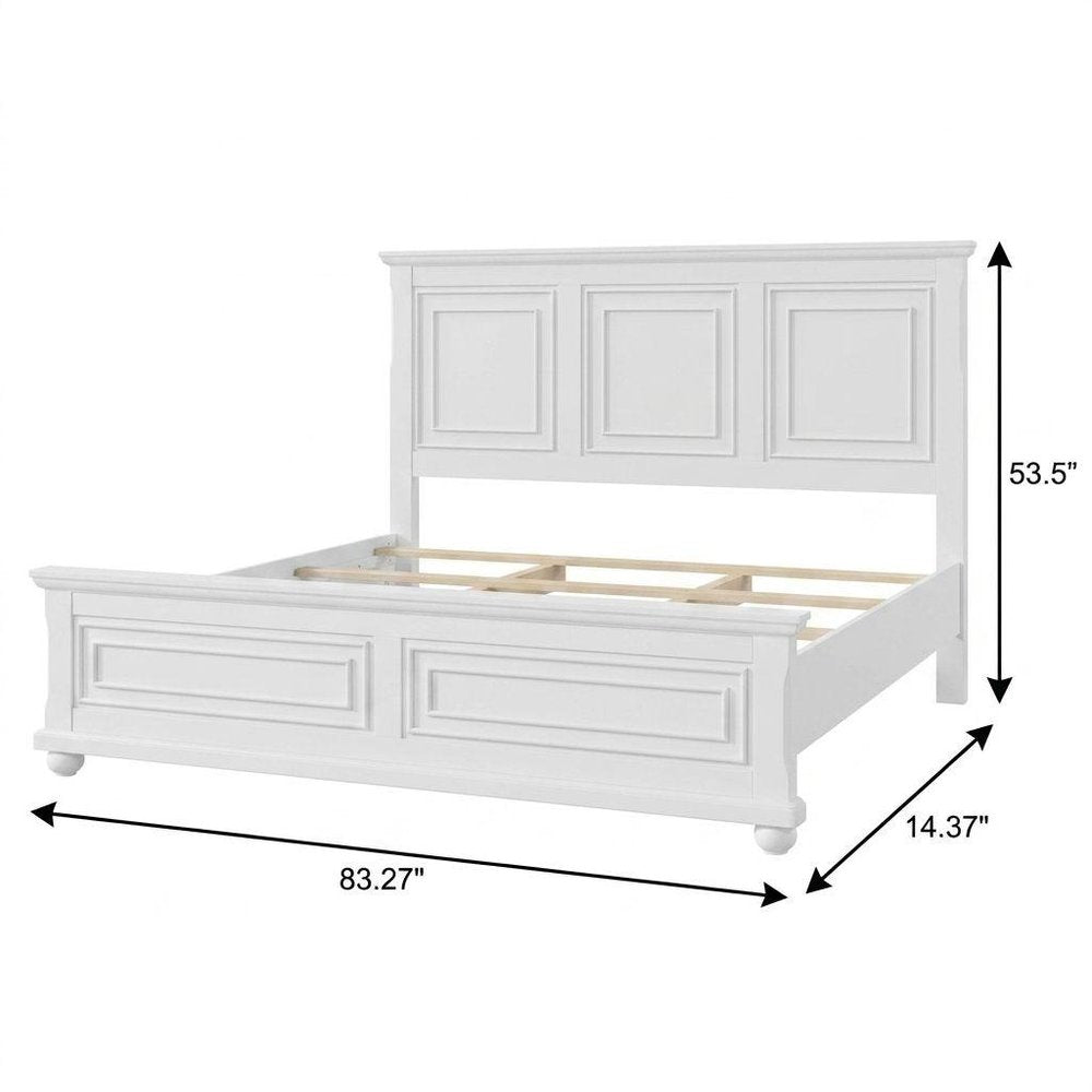 Natural Inlaid Panels Solid Wood King Bed Frame