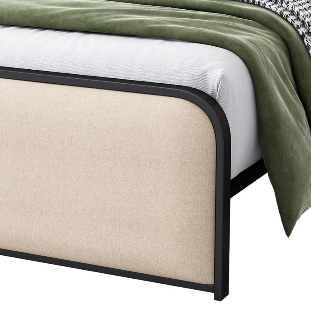 Beige Metal Queen Bed Frame