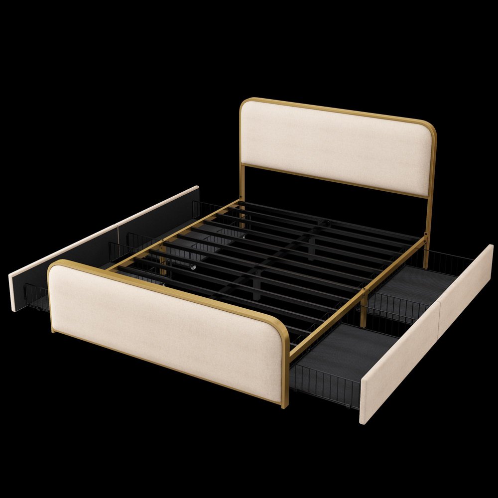 Natural Metal Queen Bed Frame