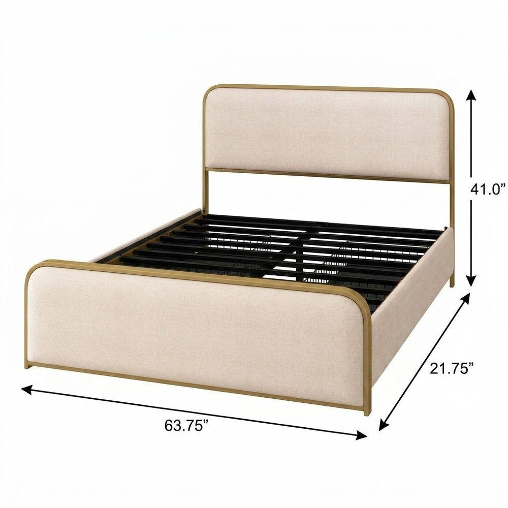Natural Metal Queen Bed Frame