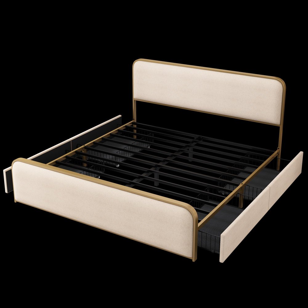 Natural Metal Queen Bed Frame