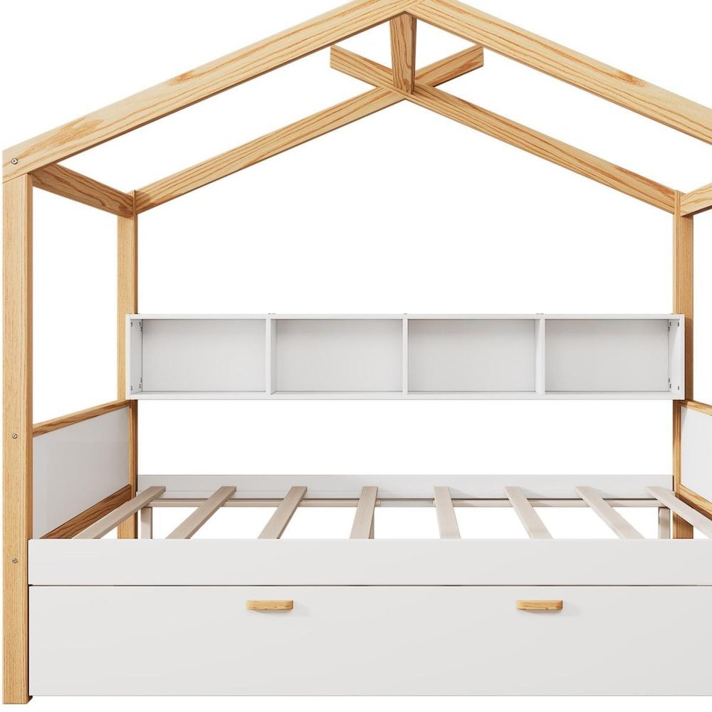 Natural Solid Wood Full House Bed