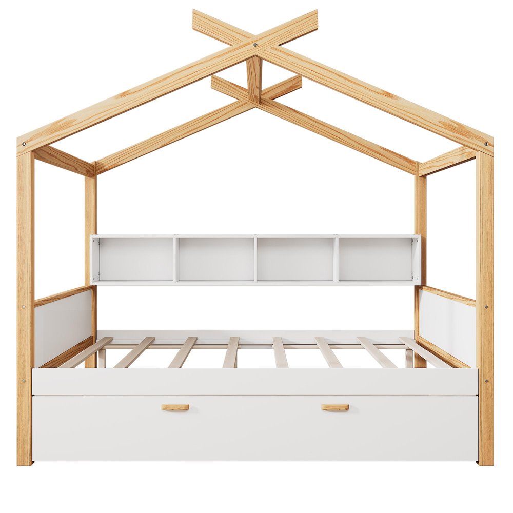 Natural Solid Wood Full House Bed