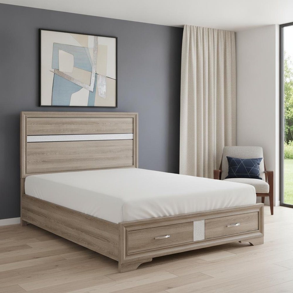 Brown And Natural Wood Full Bed Frame