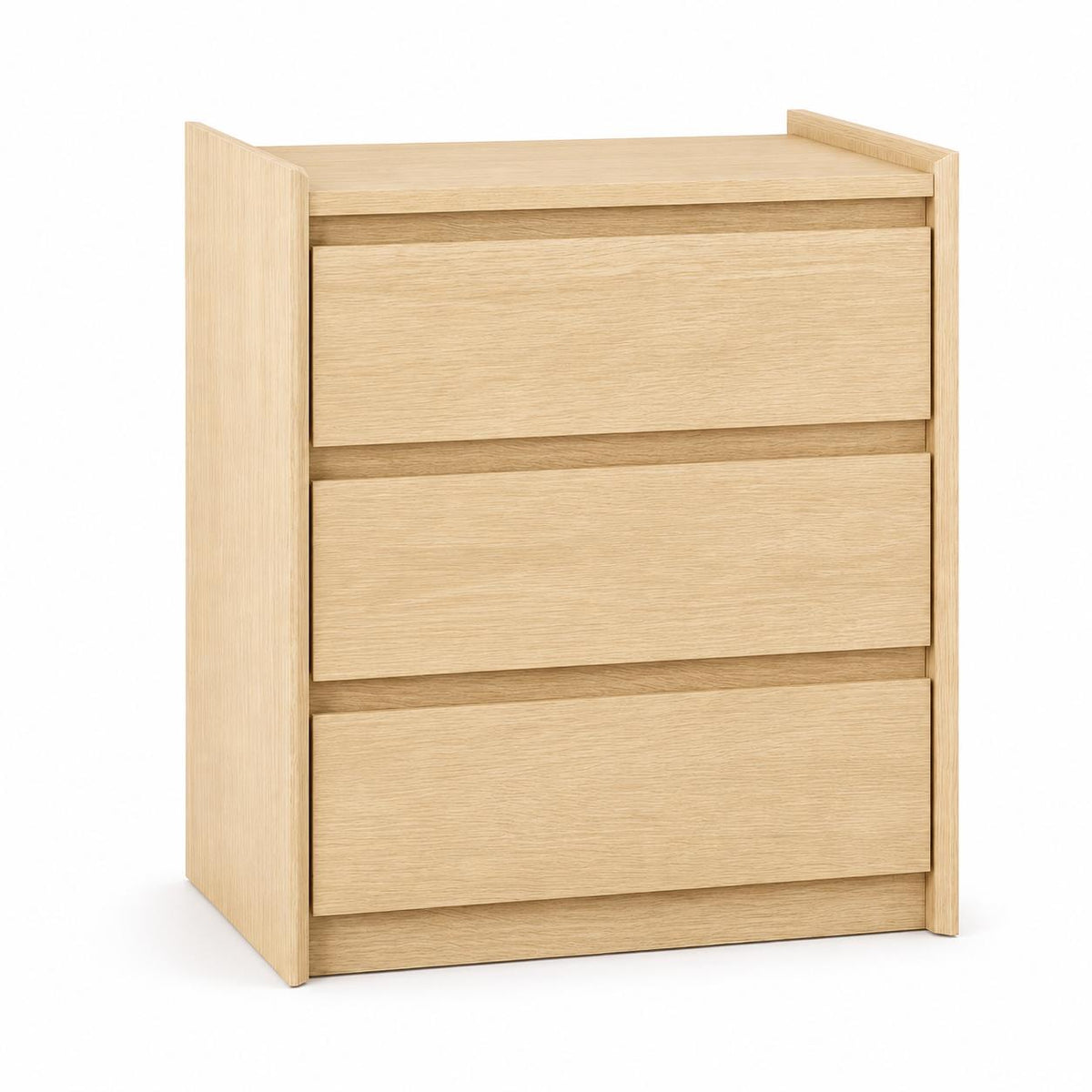 24" Oak Wood Three Drawer Nightstand with USB Port and Integrated Tech