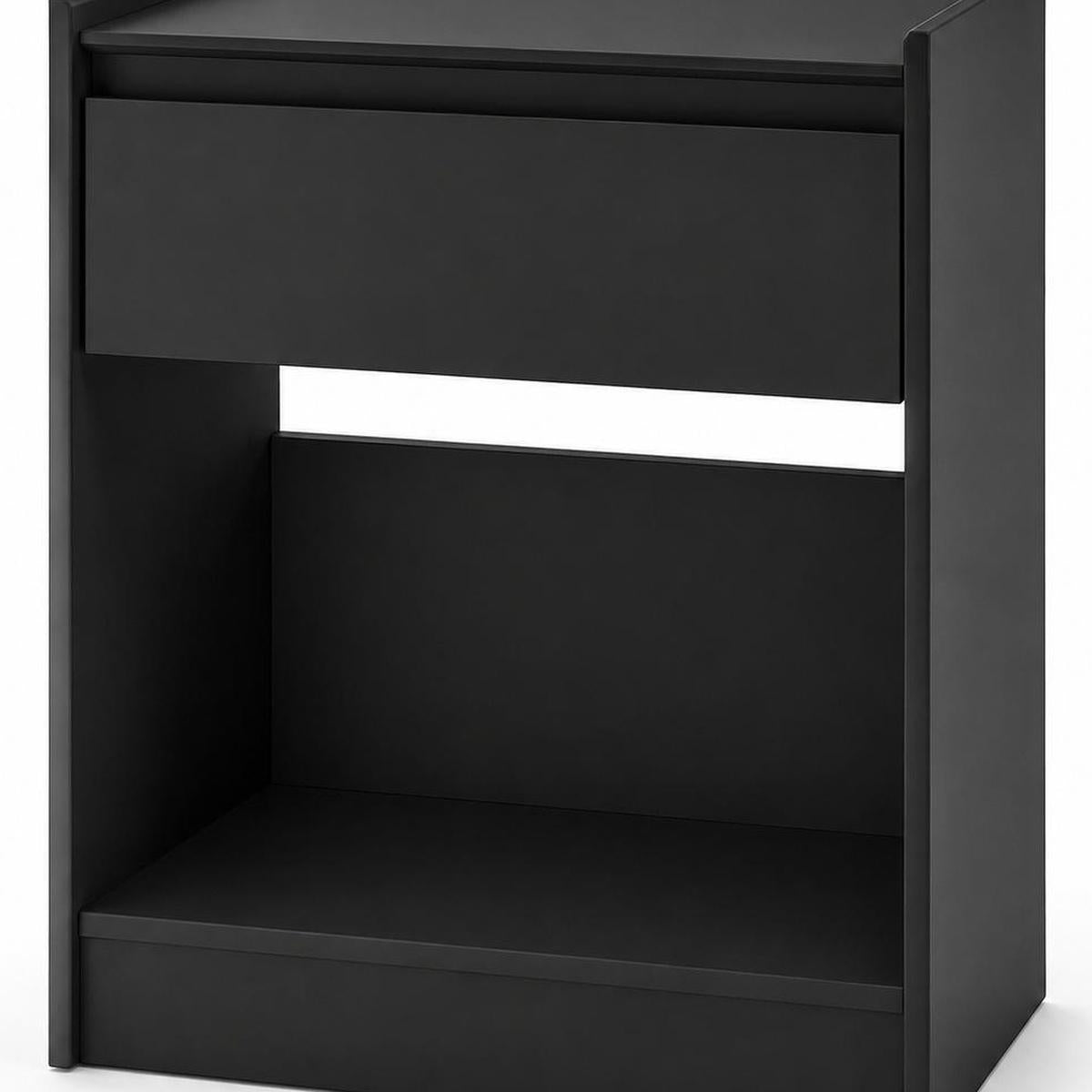 24" Black Wood One Drawer Nightstand