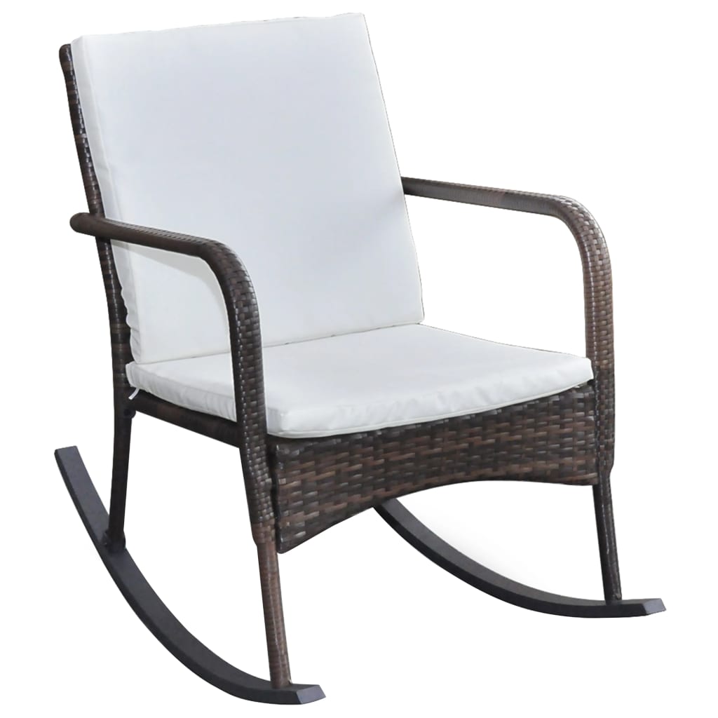 vidaXL Outdoor Rocking Chair Brown Poly Rattan-0