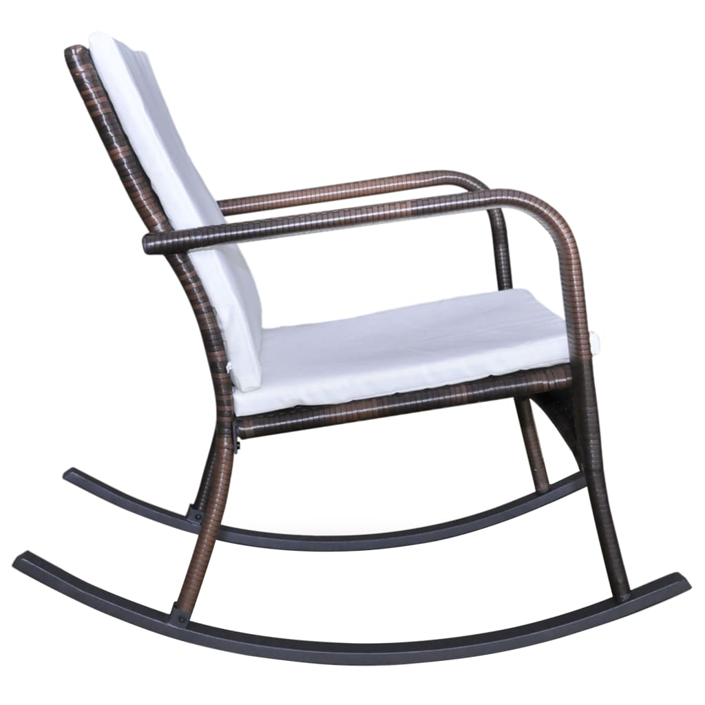 vidaXL Outdoor Rocking Chair Brown Poly Rattan-6