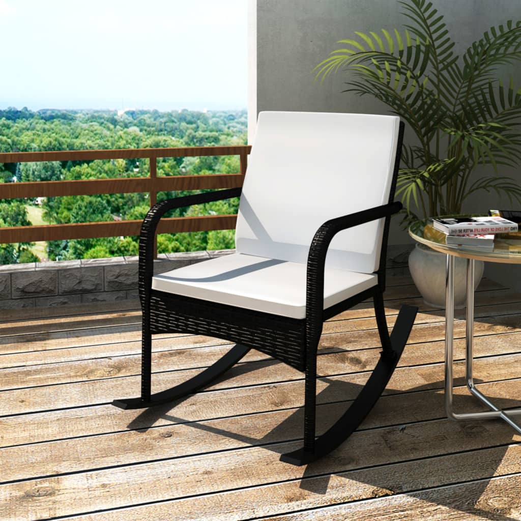 vidaXL Outdoor Rocking Chair Brown Poly Rattan-12