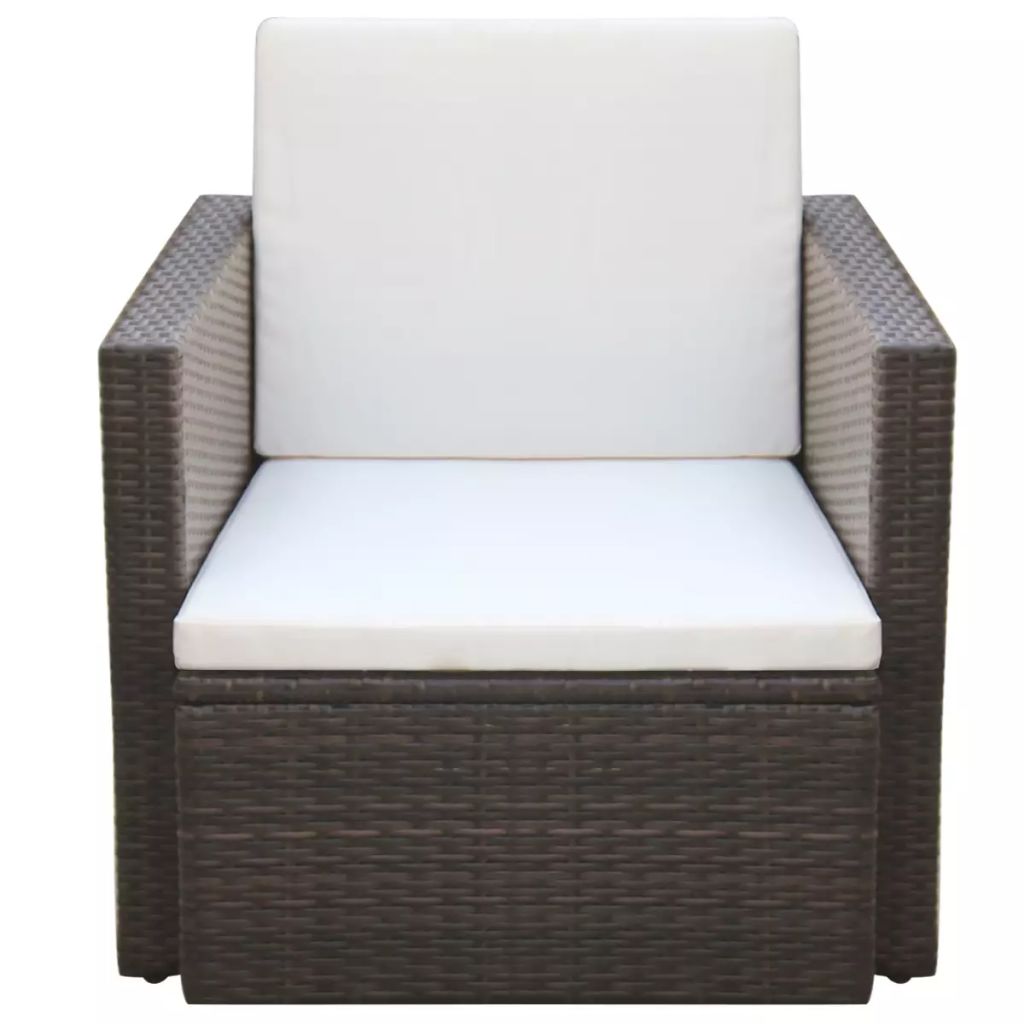 vidaXL Patio Chair Dining Single Chair with Cushions and Pillows Poly Rattan-1