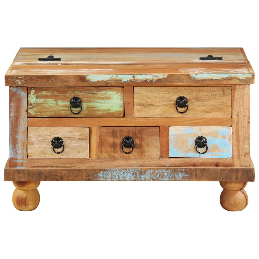 vidaXL Coffee Table with Wheels Side End Table with Drawer Solid Wood Mango-6