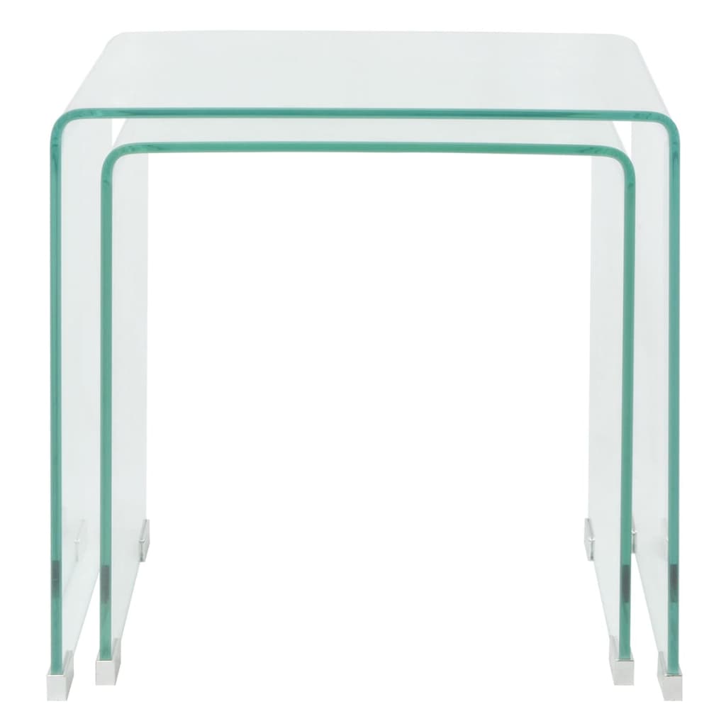 vidaXL Nest of Tables Coffee Table Living Room End Table Tempered Glass Clear-1
