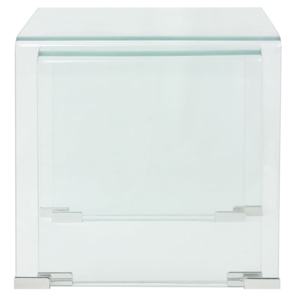 vidaXL Nest of Tables Coffee Table Living Room End Table Tempered Glass Clear-7