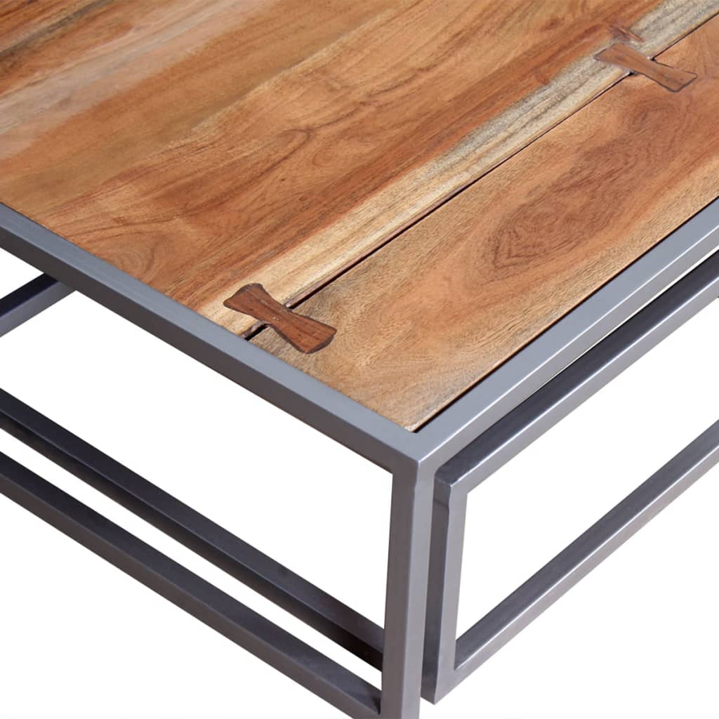 vidaXL Nesting Table Set of 2 Coffee Table Side End Table Solid Wood Sheesham-19