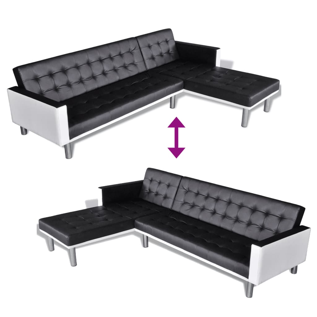 vidaXL Sofa Bed Sleeper Sectional Sofa Bed L Shaped Couch Artificial Leather-4