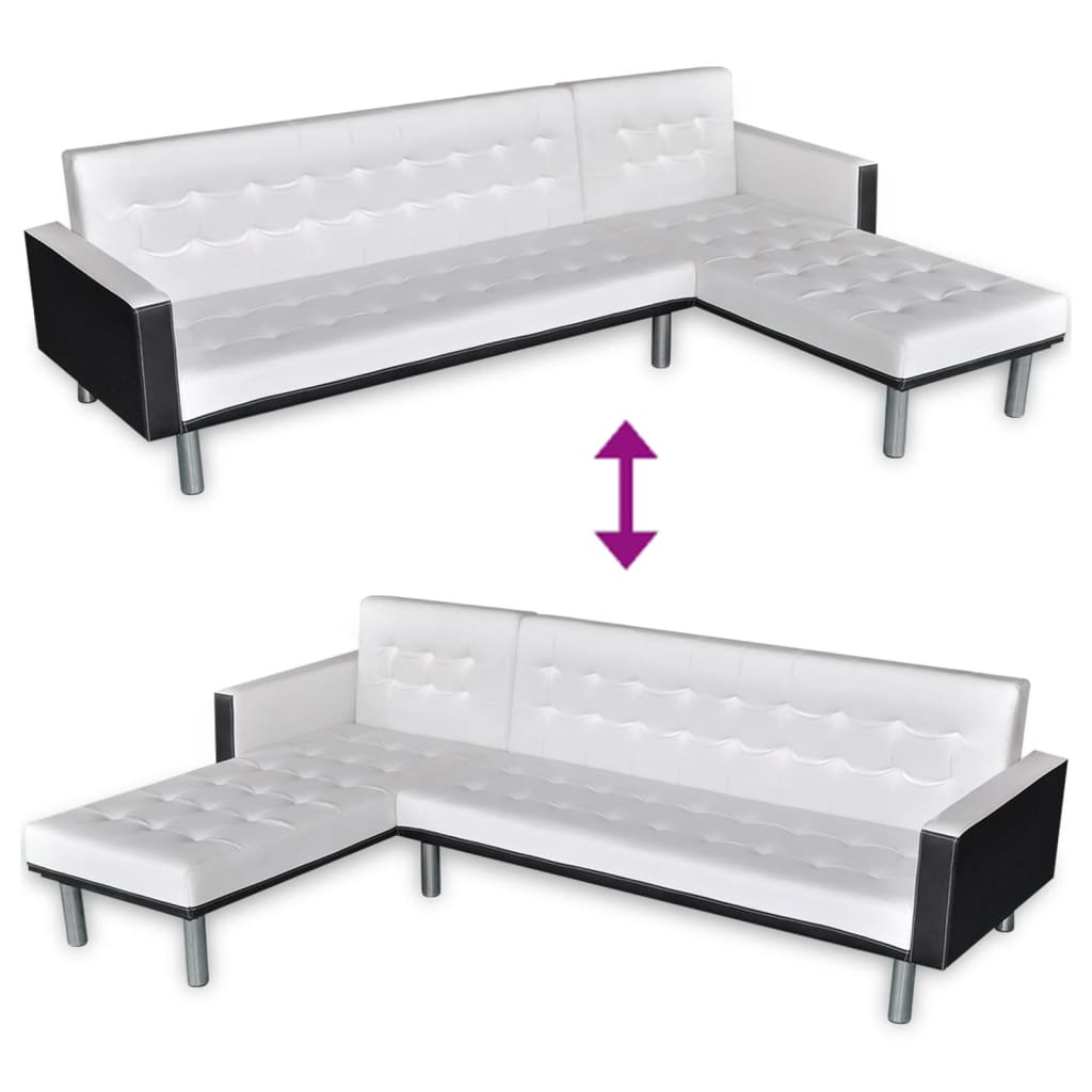 vidaXL Sofa Bed Sleeper Sectional Sofa Bed L Shaped Couch Artificial Leather-5