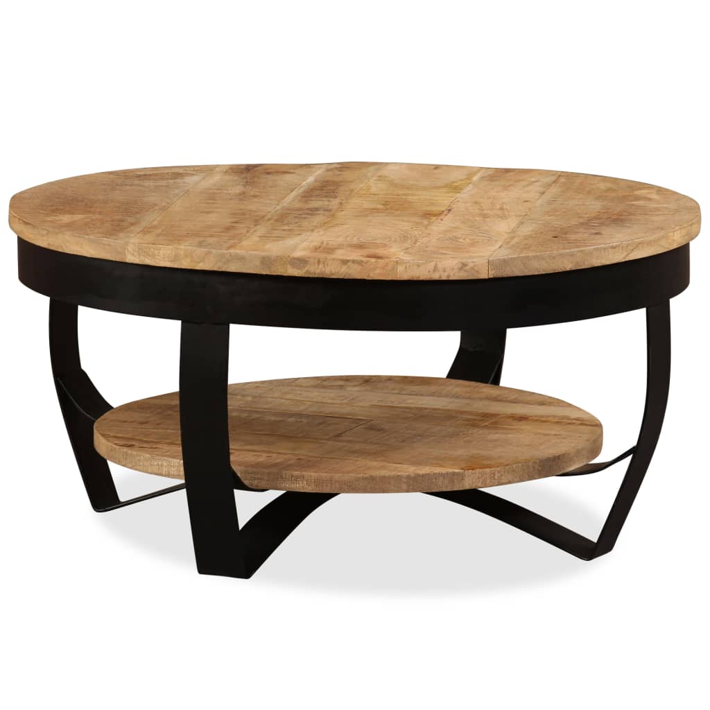 vidaXL Coffee Table Solid Rough Mango Wood 25.6"x12.6"-3