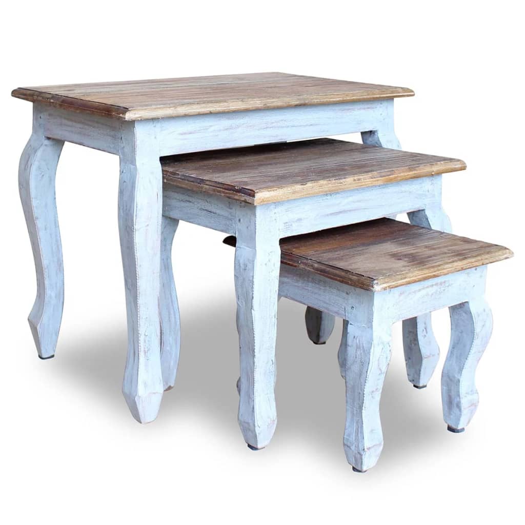 vidaXL Nesting Table Set 3 Pieces Solid Reclaimed Wood-0
