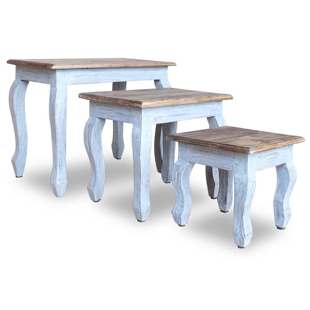 vidaXL Nesting Table Set 3 Pieces Solid Reclaimed Wood-3