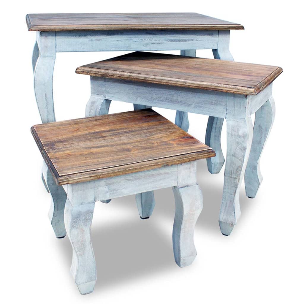 vidaXL Nesting Table Set 3 Pieces Solid Reclaimed Wood-7