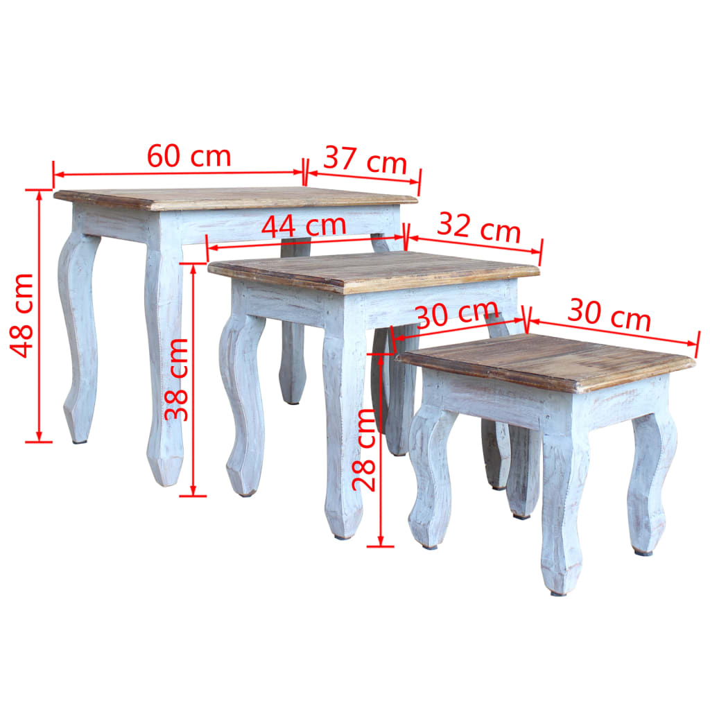 vidaXL Nesting Table Set 3 Pieces Solid Reclaimed Wood-8