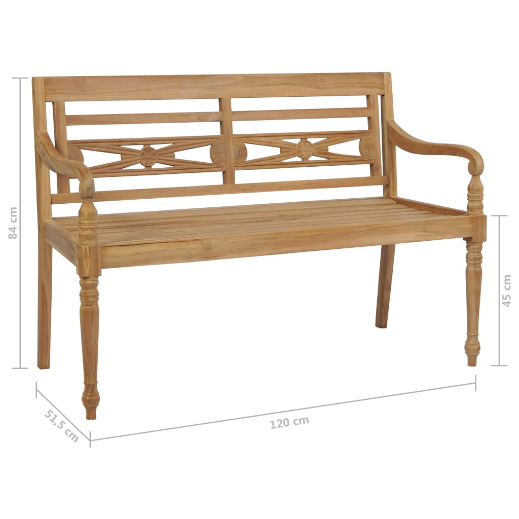 vidaXL Batavia Bench Wooden Garden Bench Patio Loveseat for Outdoor Porch Teak-15
