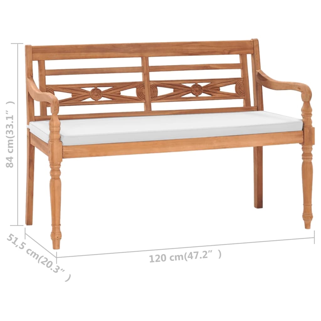 vidaXL Batavia Bench Wooden Garden Bench Patio Loveseat for Outdoor Porch Teak-16