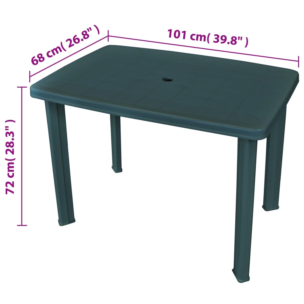 vidaXL Patio Table Outdoor Garden Deck Dining Table with Umbrella Hole Plastic-12