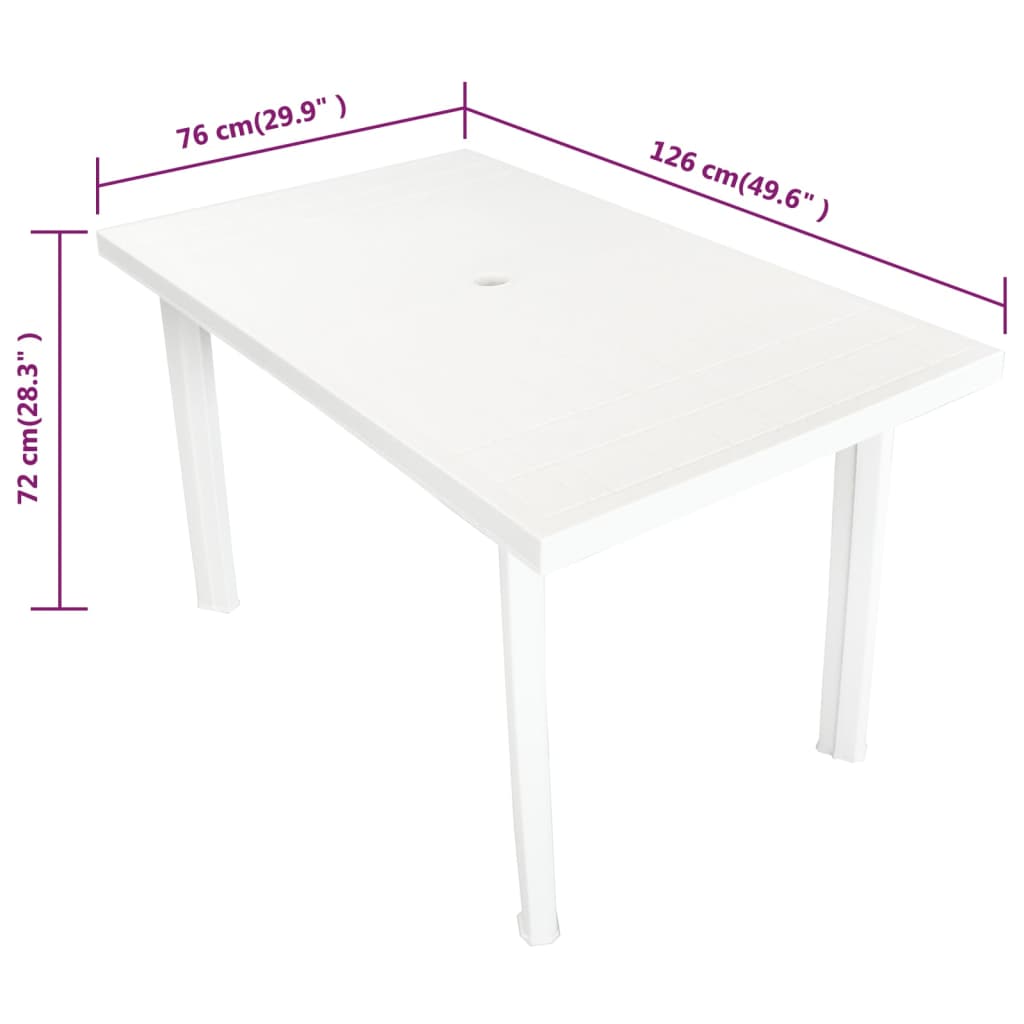 vidaXL Patio Table Outdoor Garden Deck Dining Table with Umbrella Hole Plastic-25
