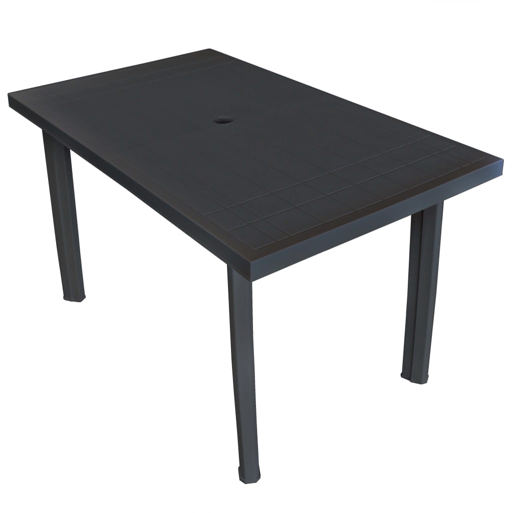 vidaXL Patio Table Outdoor Garden Deck Dining Table with Umbrella Hole Plastic-18