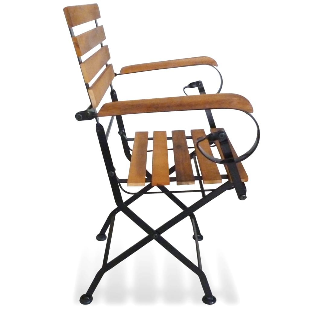 vidaXL Patio Folding Chairs 4 Pcs Bistro Chair Steel and Solid Wood Acacia-11