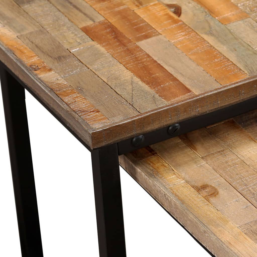 vidaXL Nesting Table Set of 2 Coffee Table Side End Table Solid Wood Sheesham-6
