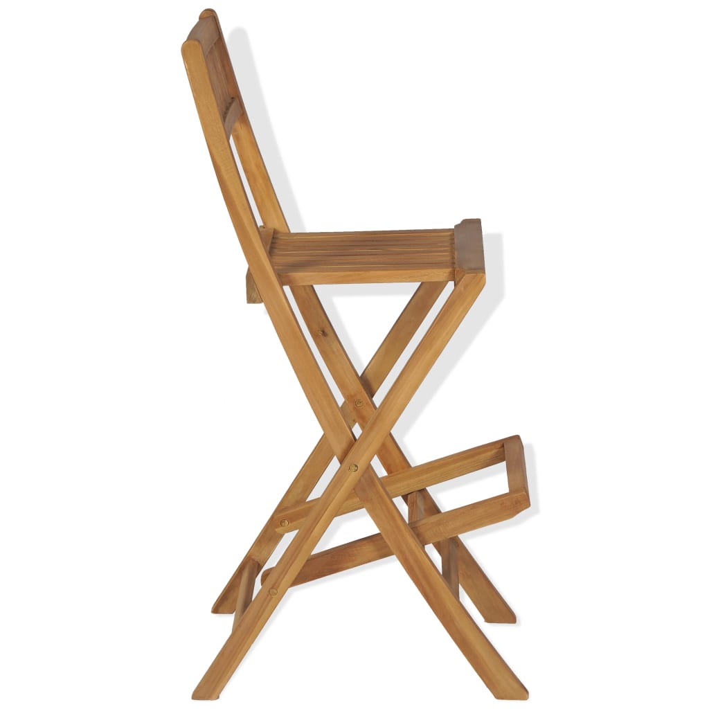 vidaXL Folding Patio Bar Stools 2 pcs Solid Teak Wood-4