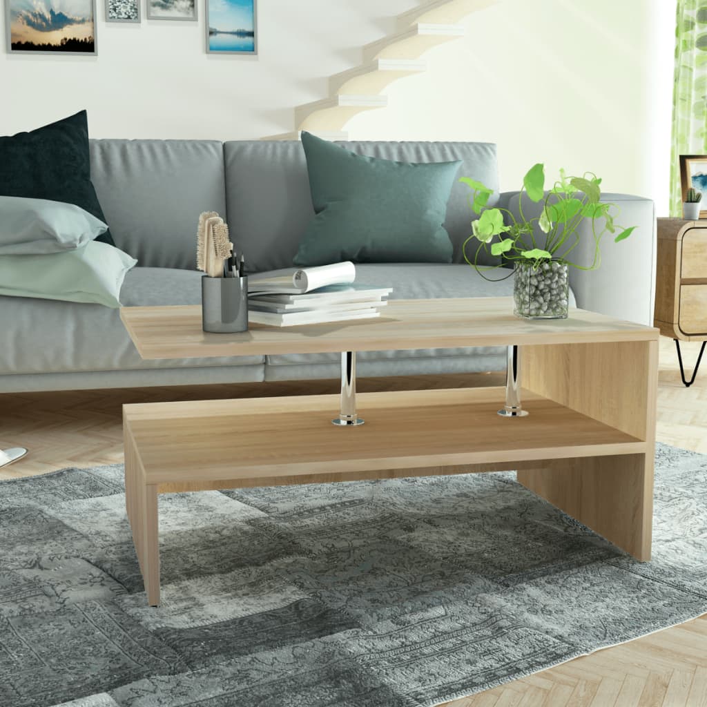 vidaXL Coffee Table End Table Side Sofa Table with Storage Engineered Wood-8