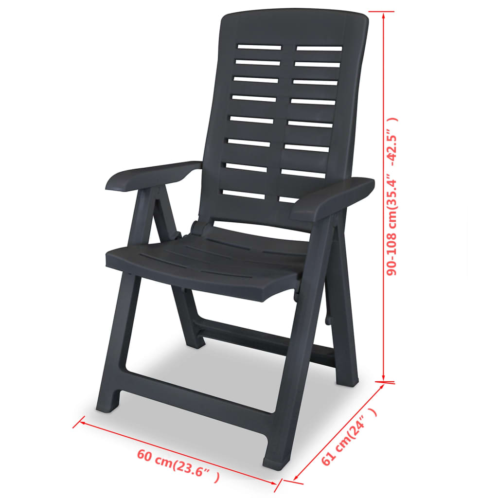 vidaXL Reclining Patio Chairs Outdoor Stack Dining Chair with Armrest Plastic-31