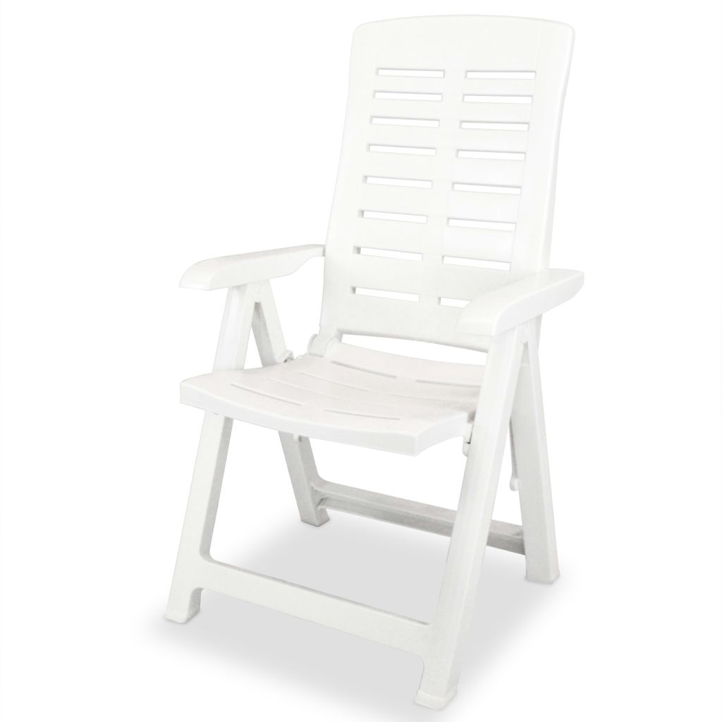vidaXL Reclining Patio Chairs Outdoor Stack Dining Chair with Armrest Plastic-11