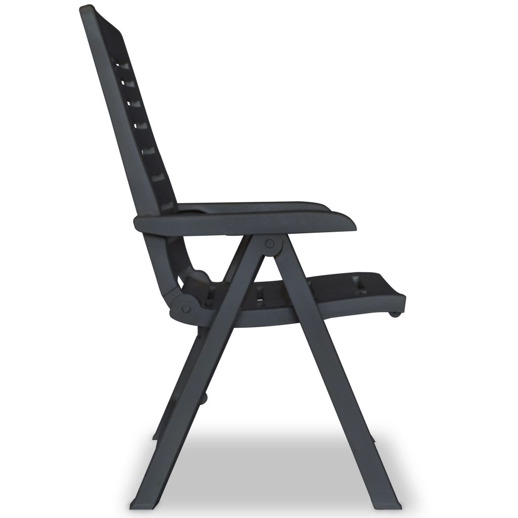 vidaXL Reclining Patio Chairs Outdoor Stack Dining Chair with Armrest Plastic-30