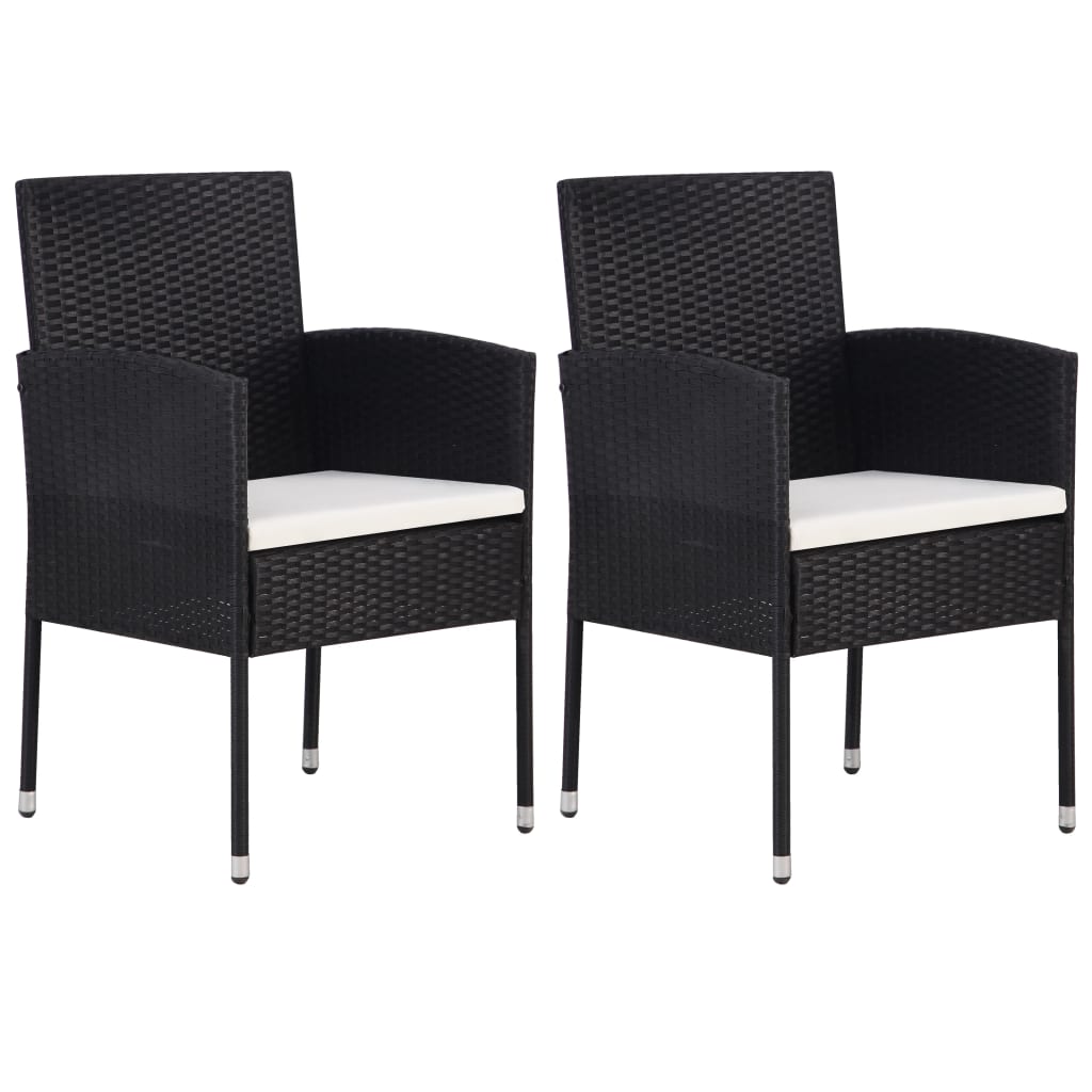 vidaXL Patio Chair 2 Pcs Patio Rattan Dining Chair with Cushions Poly Rattan-21