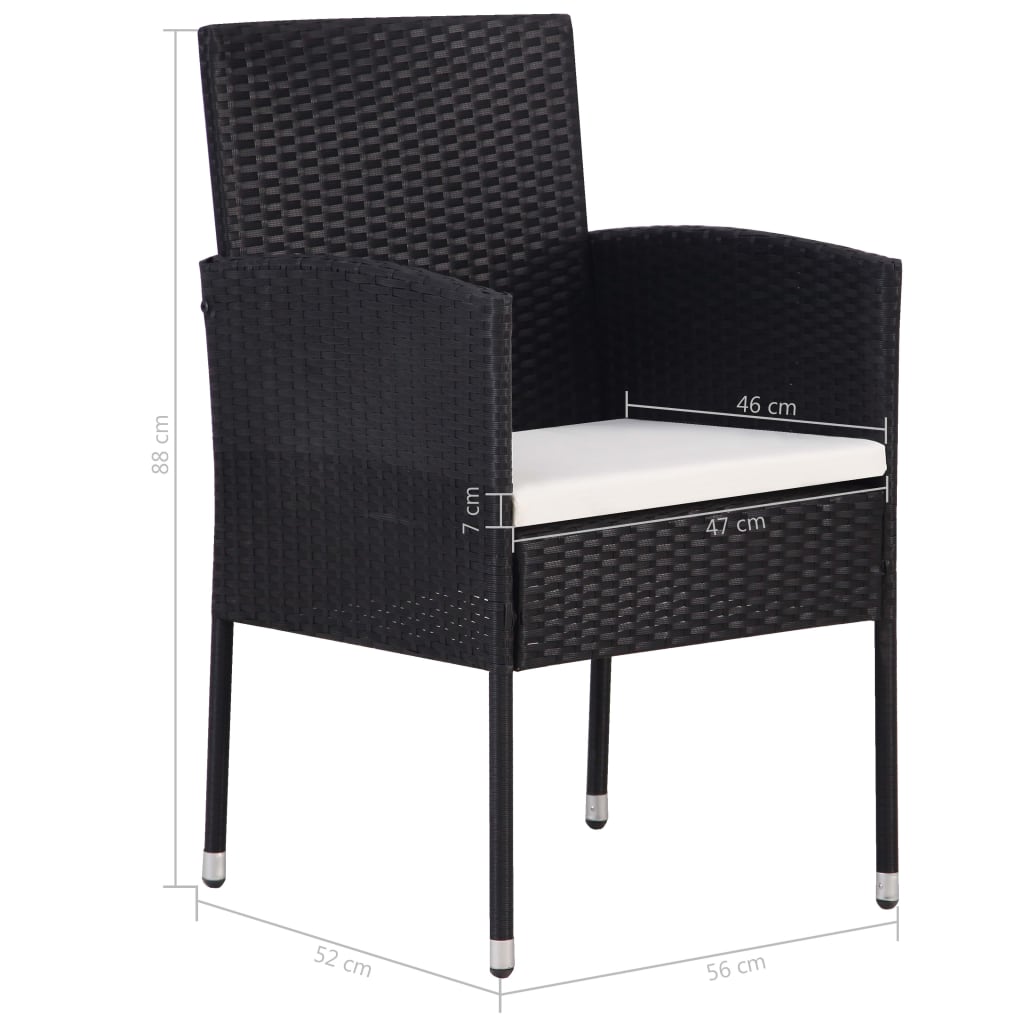 vidaXL Patio Chair 2 Pcs Patio Rattan Dining Chair with Cushions Poly Rattan-4