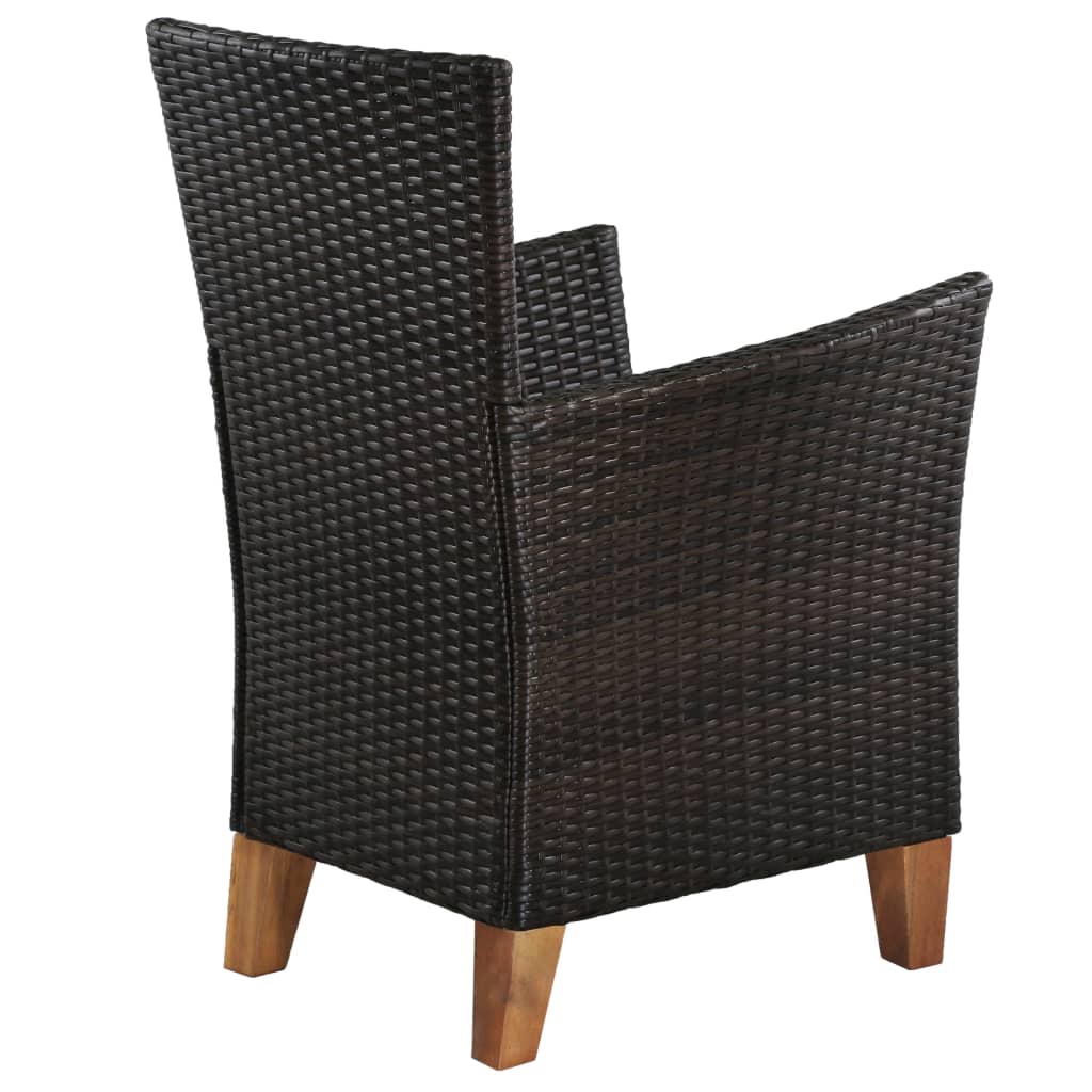 vidaXL Patio Chairs with Cushions 2 pcs Poly Rattan Brown-6