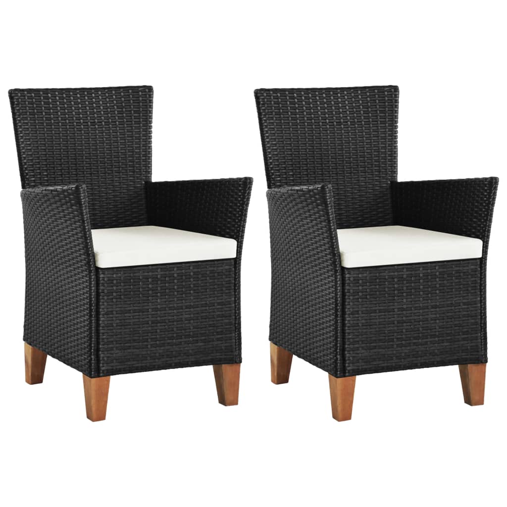 vidaXL Patio Chairs with Cushions 2 pcs Poly Rattan Brown-3