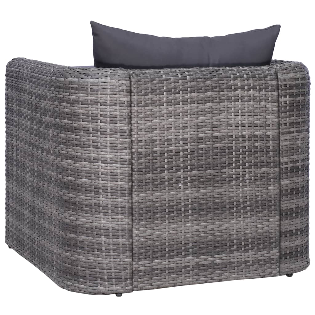 vidaXL Patio Chair with Cushion and Pillow Poly Rattan Gray-2