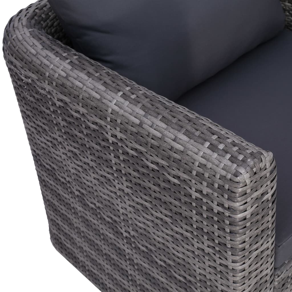 vidaXL Patio Chair with Cushion and Pillow Poly Rattan Gray-3