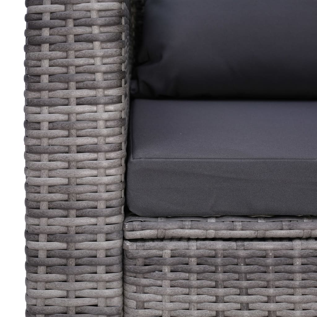 vidaXL Patio Chair with Cushion and Pillow Poly Rattan Gray-4